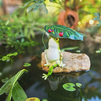 Tabletop Frog Figurine Hand-Painted Frog Ornament Glossy Finish Home Decor Leaf Canopy