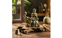 Carved-Style Buddha on Elephant Figurine Compact Buddha Statue with Elephant Peaceful Zen Tabletop Figurine Serene for Buddhists