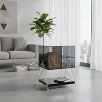 Modern Minimalist aesthetic Transparent Ribbon Table Multi-Functional Home Furniture Sculptural Design Nightstand Iridescent Finish for Homeowners, Renters, Living Room, Bedroom, fromice, Entryway