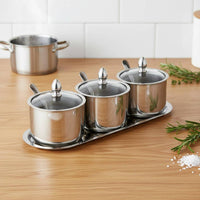 Stainless Steel Seasoning Container Set Dishwasher Safe Kitchen Countertop Seasoning Organizer for Dining Table