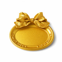 Oval Photo Frame with Bow Gold Decorative Frame with Scroll Relief Ornaments Ornate Vintage-Style for Photographers