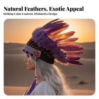 Indian Design Headpiece Feathers Feather Headdress Gender-Neutral Design Tribal Headpiece for Adults, Party Goers, Halloween, Festivals
