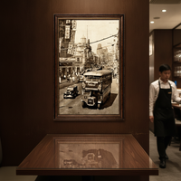 Old Shanghai Street Scene Black and White Wall Art for Restaurants and Home Decor