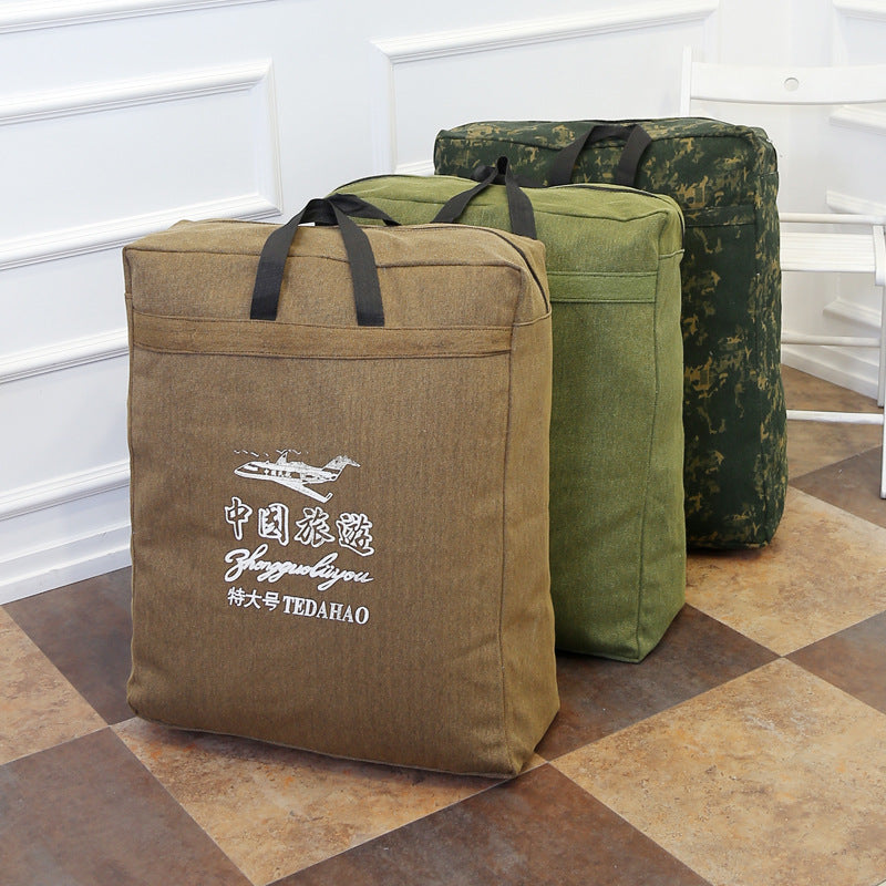 Large Capacity Canvas Backpack Waterproof Travel Storage Bag Moving Luggage Bag