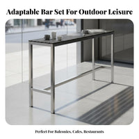Weather-withstandant Long Pub Table and Stools Space-Saving 3-Piece High-Top Table and Stool Set Easy to Clean Outdoor Furniture sturdyDuty for Apartment Residents, Business Owners, Balcony, Patio, Garden, Rooftop