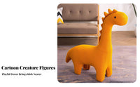 Sturdy Frame Knitted Giraffe Pouf Anti-Slip Feet Creature Stool Multi-Functional children's Furniture Nordic Design for Toddlers, Parents, Nursery, Living Room, Kindergarten