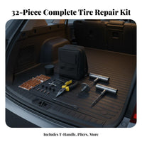 32 Pieces Easy Storage Flat Tire Repair Kit Portable Case Flat Tire Repair Set Compact for Truck Owners, Roadside Emergency, Overlanding