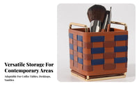Home Organizer Stitched Edges Desktop Organizer PU Leather Storage Box Open-Top