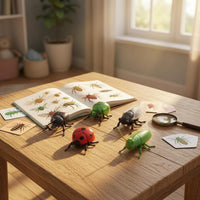 6 Pieces Boxed Set Wind-up Toy Articulated Legs Crawling Bug Toy Translucent Wings Plastic Figure Printed Color Box