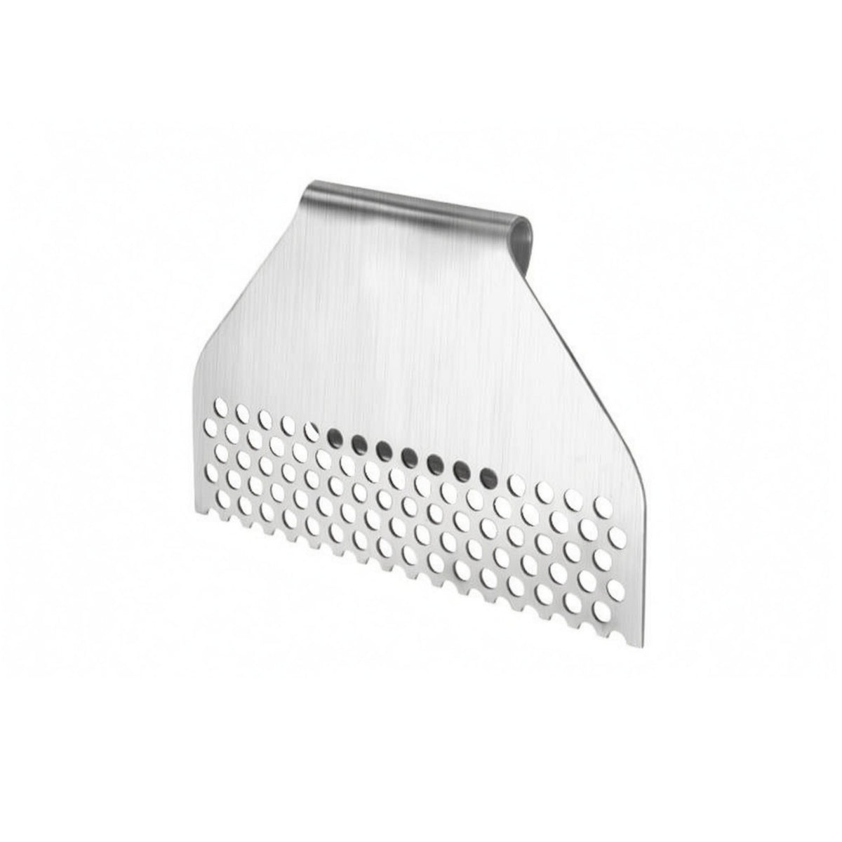 Brushed Finish Stainless Steel Grease Blocker Curved Handle Grill Grease Catcher Sloped Side Perforated Grill Insert Rounded Rectangular