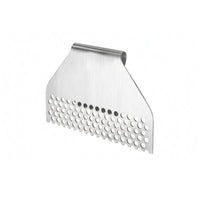 Brushed Finish Stainless Steel Grease Blocker Curved Handle Grill Grease Catcher Sloped Side Perforated Grill Insert Rounded Rectangular