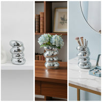 Mirrored Mosaic Vase Compact Holder with Mosaic Tiles Modern Makeup Brush Holder Elegant for Students