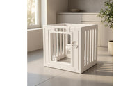 White Dog Playpen Fence Plastic Indoor Dog Fence Snap-Together Freestanding Pet Gate Lockable Door for Household Use