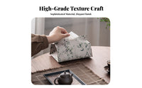 Cloth Tissue Box Cover Elegant Design Brocade Tissue Pouch Easy to Refill Chinese Design Napkin Holder for Tea Lovers, Living Room, Car, Office