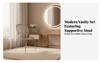 Round plush Pouf Multifunctional Vanity Stool Comfortable Seating Elegant Design for Adults, Students, Bedroom