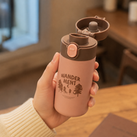 280ml Stainless Steel Water Bottle, Leakproof Thermal Flask, Flip-Top Travel Mug for Office & Car, Mini Insulated