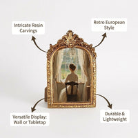 Vintage Resin Picture Frame Retro Floral, Antique Gold Rectangle Photo Frame, Ornate Wedding Photo Frame, Baroque Photo Frame Oval Picture Frame