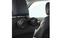 3-Speed Two-headHead Clamp-on Fan 360-Degree Rotating Dual Head Fan Rotatable Portable for Passengers