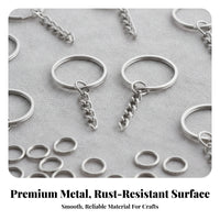 120 Pieces Multi Purpose Round Shiny Finish DIY Keychain Kit Key Loop and Clasp Set Iron Keychain Making Kit