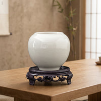 Plant Pots for Indoor Display, Semi-Handmade Ceramic Bonsai Pot for Home Office Decor, Classical Style with Drainage Hole, 5.8cm