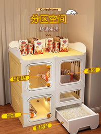 猫笼子家用室内猫窝猫厕所一体四季通用自由空间猫咪屋舍别墅猫笼 基础款：猫别墅+内置猫砂盆+猫砂铲 加长3层【106*46.5*116】餐厕分区 干净卫生
