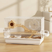 Syrian Hamster Cage 3-Tier Luxury Villa, Large Habitat for Gerbil Chinchilla, Multi-Level Small Animal House with No Wheel or External Tubes