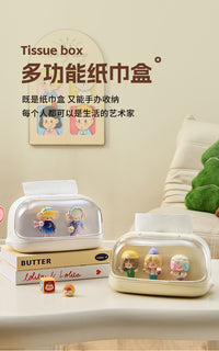Multifunctional Tissue Box with Storage for Figures, Large, PET
