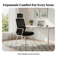 Ergonomic Design Sled Base Mesh Back Chair High Load Capacity Mesh Back Sled Chair Lightweight Office Furniture Anti-Tip and Non-Slip Feet for Students, Professionals, Guests, Dormitory, Home Study, Conference Room, Reception Area