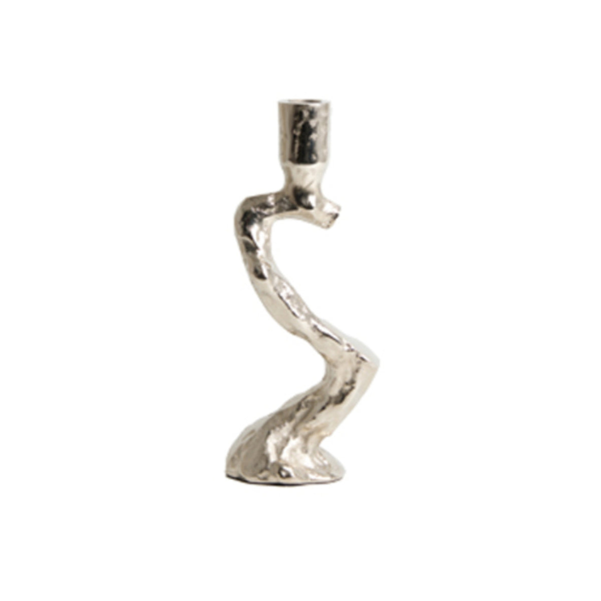 Taper Candle Holder Curved Candlestick with Weighted Base Aluminum Candle Holder with Weighted Base for Restaurant