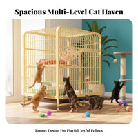 Spacious Design Multi-Level Feline Condo Easy to Clean Multi-Level Feline Playpen Sturdy Construction Pet Enclosure Secure Locking System for Indoor, Indoors, Living Room, Apartment