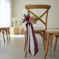 Rose Artificial Flower Hoop Wreath Metal Floral Hoop Wreath Hanging Lightweight for Bridesmaids, Brides, Bridal Photoshoots