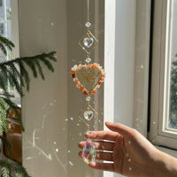 Crystal Prism Suncatcher, Heart Sun Catchers Indoor Window Rainbow Maker, 44cm Hanging Suncatcher for Good Energy Charm
