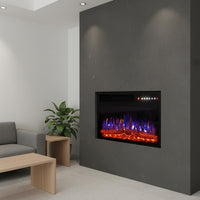 Realistic Flame Effect Electric Fireplace TV Stand Multi-Color Flames & Lights Fireplace TV Stand Adjustable Brightness Living Room Furniture Wireless Controller Control for Bedroom, Basement