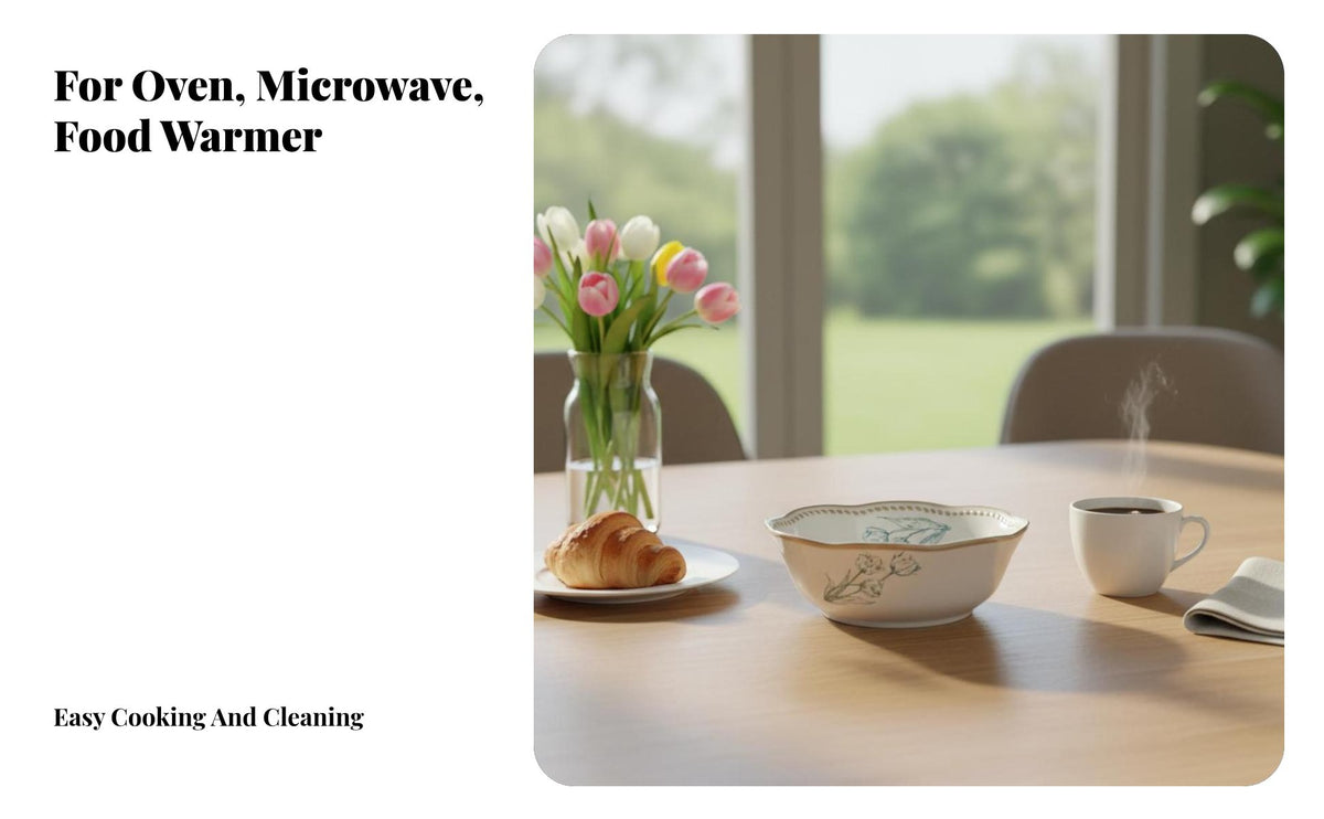 French Vintage Floral Ceramic Dinnerware Set, Underglaze Bowls & Plates, Elegant Tableware for Home, Gift for Adults