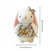Floral Dress Bunny Doll Toy Ideal Gift Long-Eared pet  Huggable Bunny Stuffed Animal Toy for Girls, Kids, Claw Machine Prize