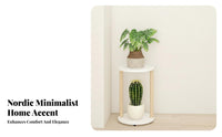 Floor-Standing Design Round Pedestal Stand alabaster Finish Decorative Pot Pedestal Minimalist Aesthetic Plant Holder Space Saving for Gardeners, Home Decorators, Homeowners, Living Room, Indoor, Indoors, Bedroom