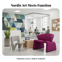 Nordic Aesthetic M-Shaped Armchair signature design Lounge Chair Modern Design Accent Seating dense foam Filling for Interior Designers, Business Owners, Living Room, Hotel Lobby, Reception Area, Apartment