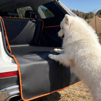 Pet Trunk Mat Raised Sidewall Waterproof Trunk Liner Cargo Area Liner Coated Material Pet Cargo Mat Orange Edging