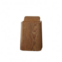 Rectangular Trash Can Wood-Grain Freestanding Trash Can Open-Top Dustbin Modern Open Lid Bin Decorative for Bedroom, Living Room