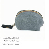 Suede Texture Leather Pouch Gold Zipper Jewelry Storage Pouch Embossed Floral Portable Jewelry Organizer