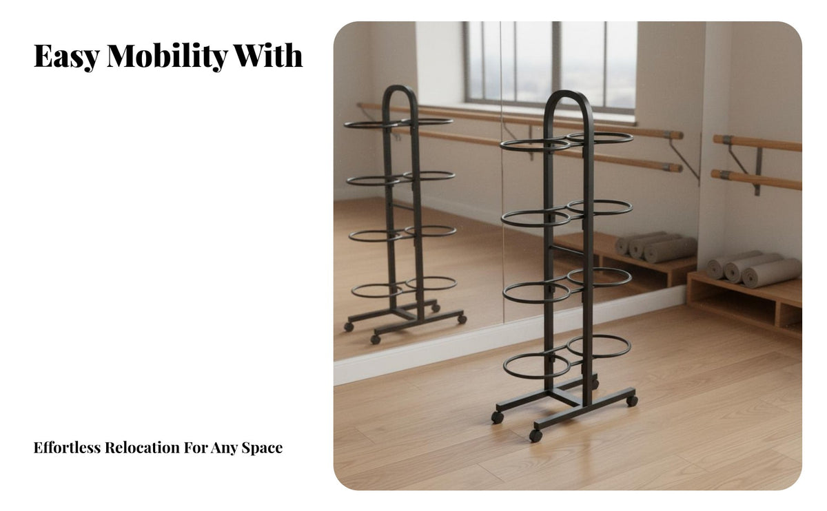 Space-Saving Gym Ball and Block Organizer Large Capacity Exercise Ball Storage Rack Multifunctional Workout Equipment Organizer Heavy-Duty Construction for Dance Studio, Physical Rehabilitation Facility