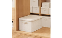 Textile Storage Box with Lid Washable Foldable Storage Box Foldable Clothes Organizer Space-Saving Sturdy for Closet, Wardrobe