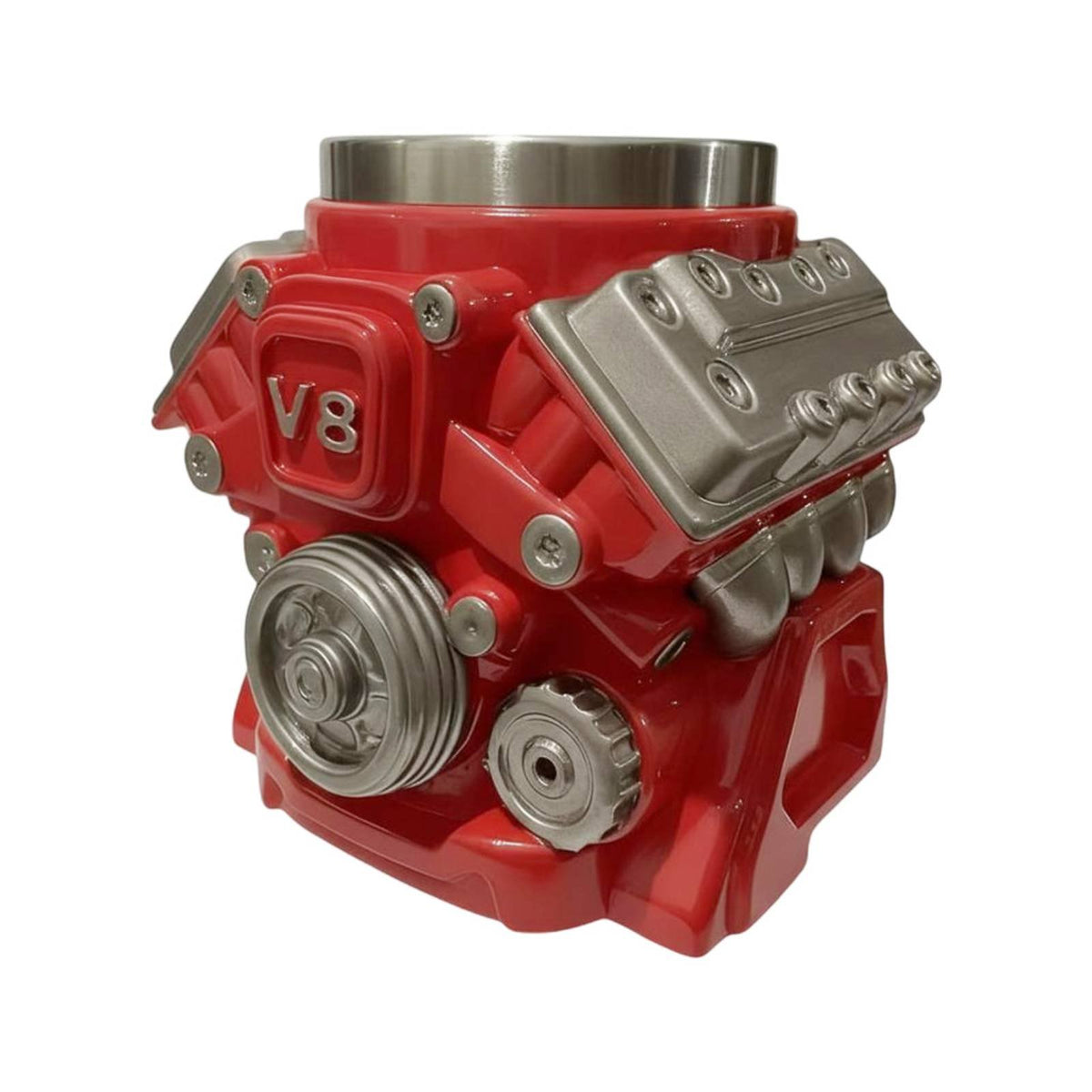 Stainless Steel Liner Resin Engine Block Mug Creative Gift V6 Engine Mug Heavy-Duty for Mechanics, Engineers, Garage, Man Cave, Workshop
