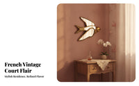 Antique Gold Mirror Bird Wall Hanging Sculpted Swallow Mirror Decor Mirrored Swallow Wall Hanging Vintage for Indoor