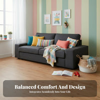 3-Seater Fabric Couch Removable Cover Sofa cleanable Seating Furniture for Families, Homeowners, Living Room, Lounge Area, Apartment