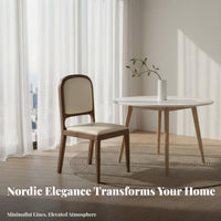 Nordic Design Upholstered Backrest Chair Minimalist Design Upholstered Wood Frame Chair Long-Lasting Construction Dining Seat Easy to Clean for Restaurant Owners, Interior Designers, Homeowners, Cafe, Living Room, Kitchen