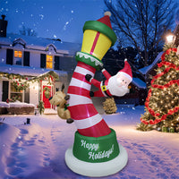 8FT Christmas Inflatable Santa and Reindeer with LED Lights