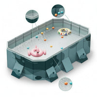 Rectangular Foldable Swimming Pool Space-Saving Collapsible Swimming Pool Long-Lasting Thickened for Backyard