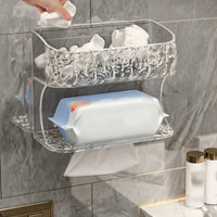 Wall-Mounted Bathroom Storage Shelf, Doubletier Organizer for Washbasin, Tissue, Cosmetics