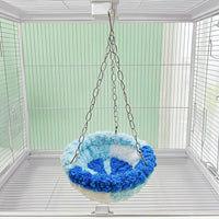Soft Bird Bed Parrot Nest with Hanging Chains, Round Polyester Hammock for Birds and Swing for Parrots, Winter Parrot Cage Accessories Shelter
